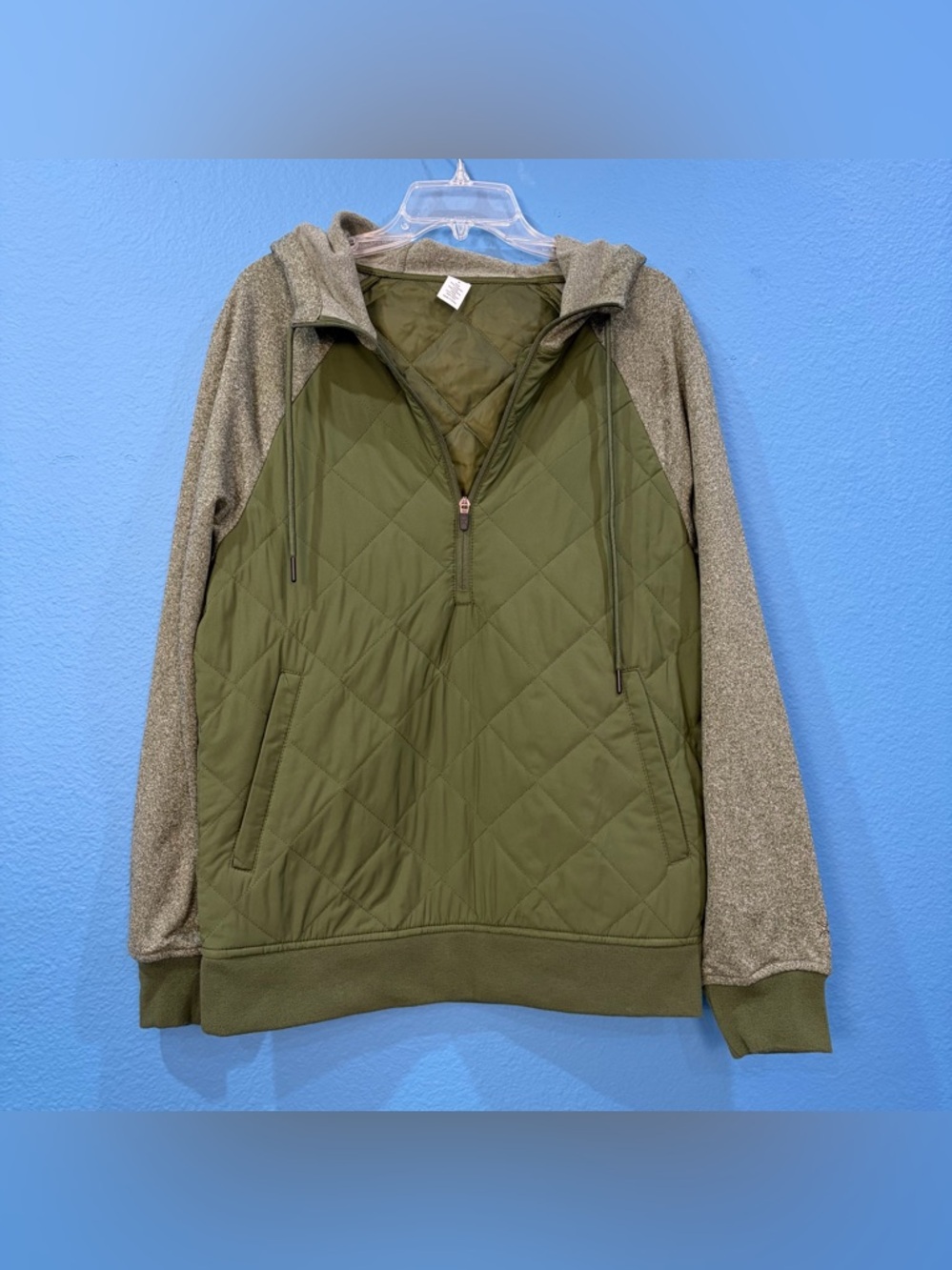 JC Penny Xersion Green Quilted Hoodie Sweatshirt Men Size Small With Tags